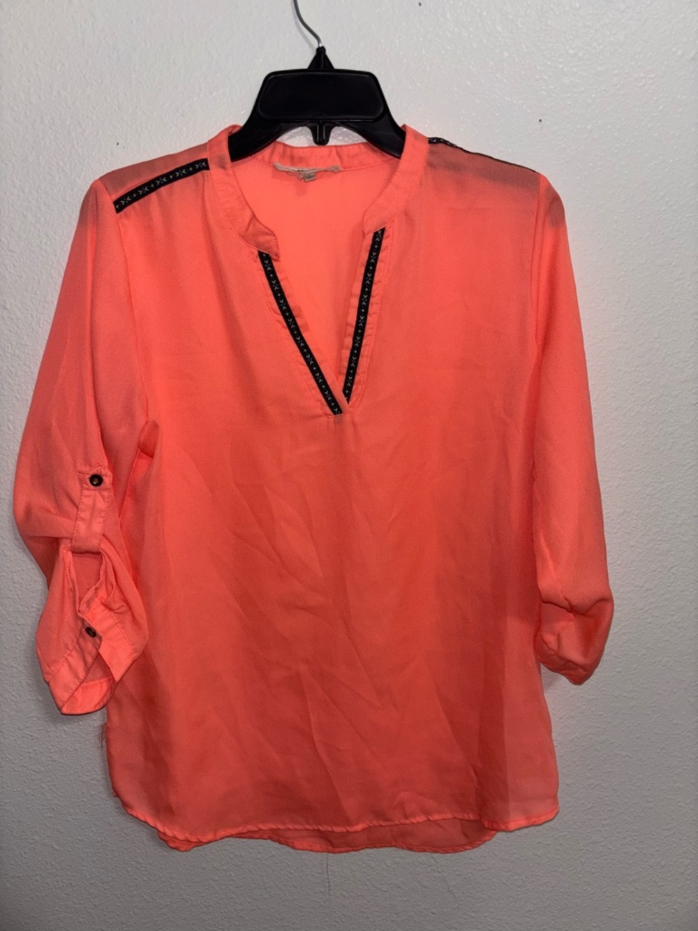 Women's Coral Split-Neck Blouse